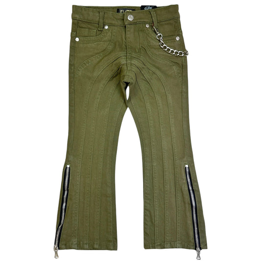 Wave Premium Kids Stacked Jeans Olive
