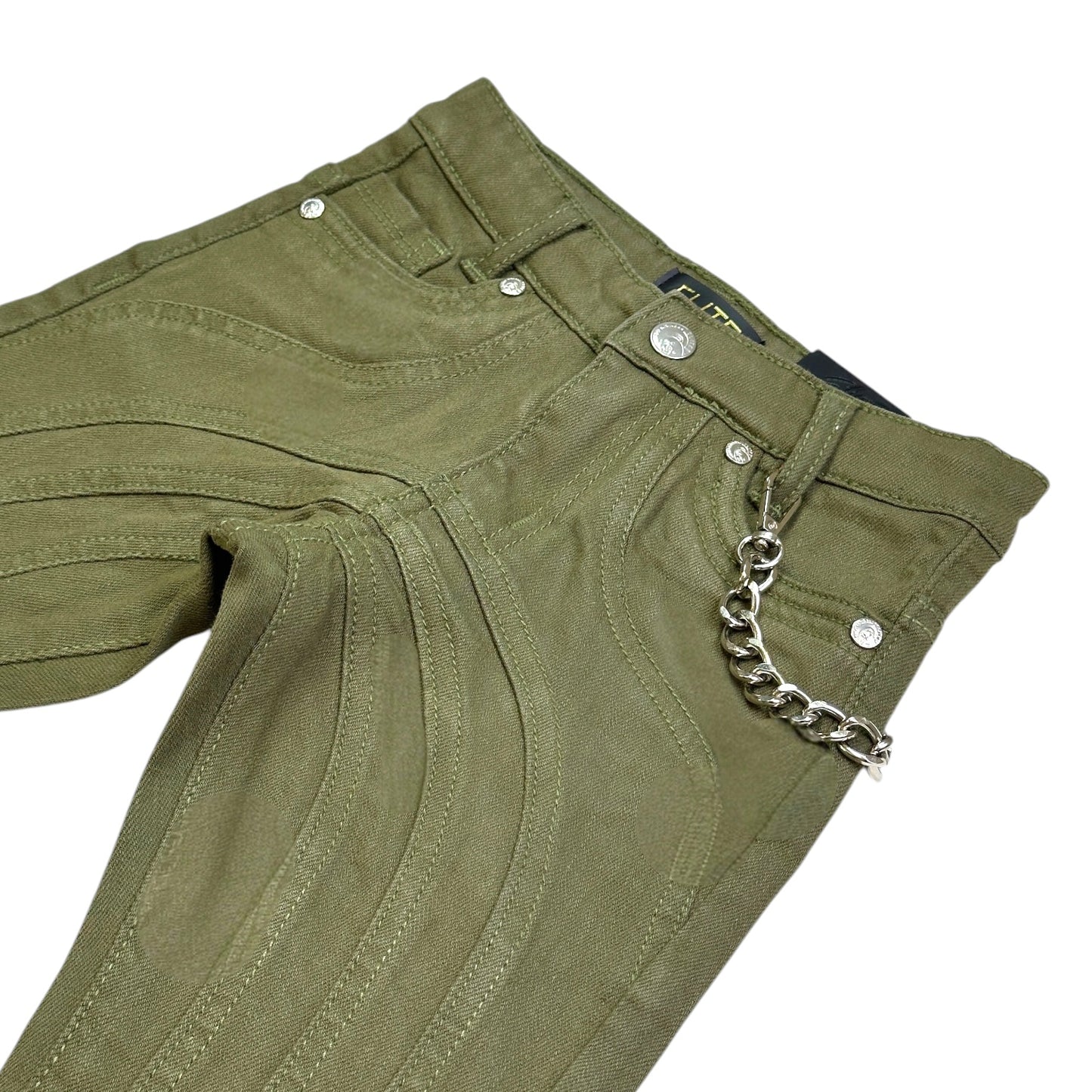 Wave Premium Kids Stacked Jeans Olive