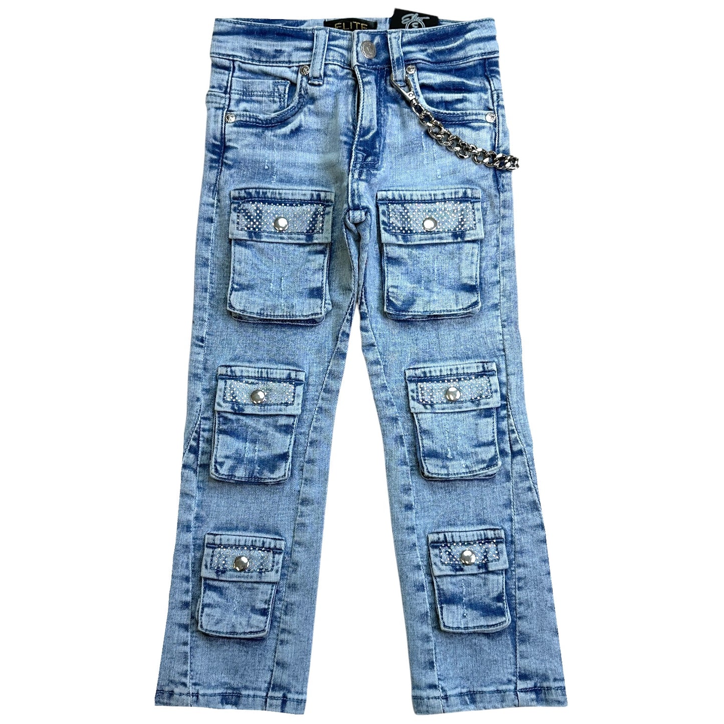 Crystal Cargo Premium Kids Stacked Jeans