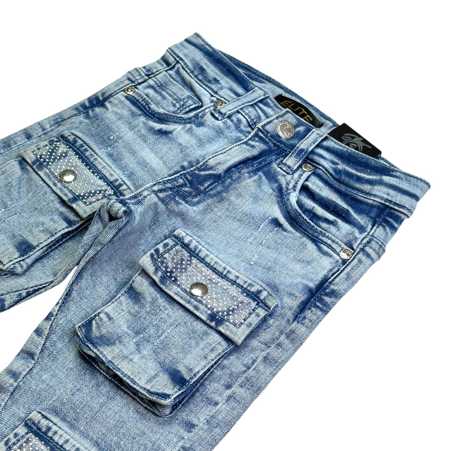 Crystal Cargo Premium Kids Stacked Jeans