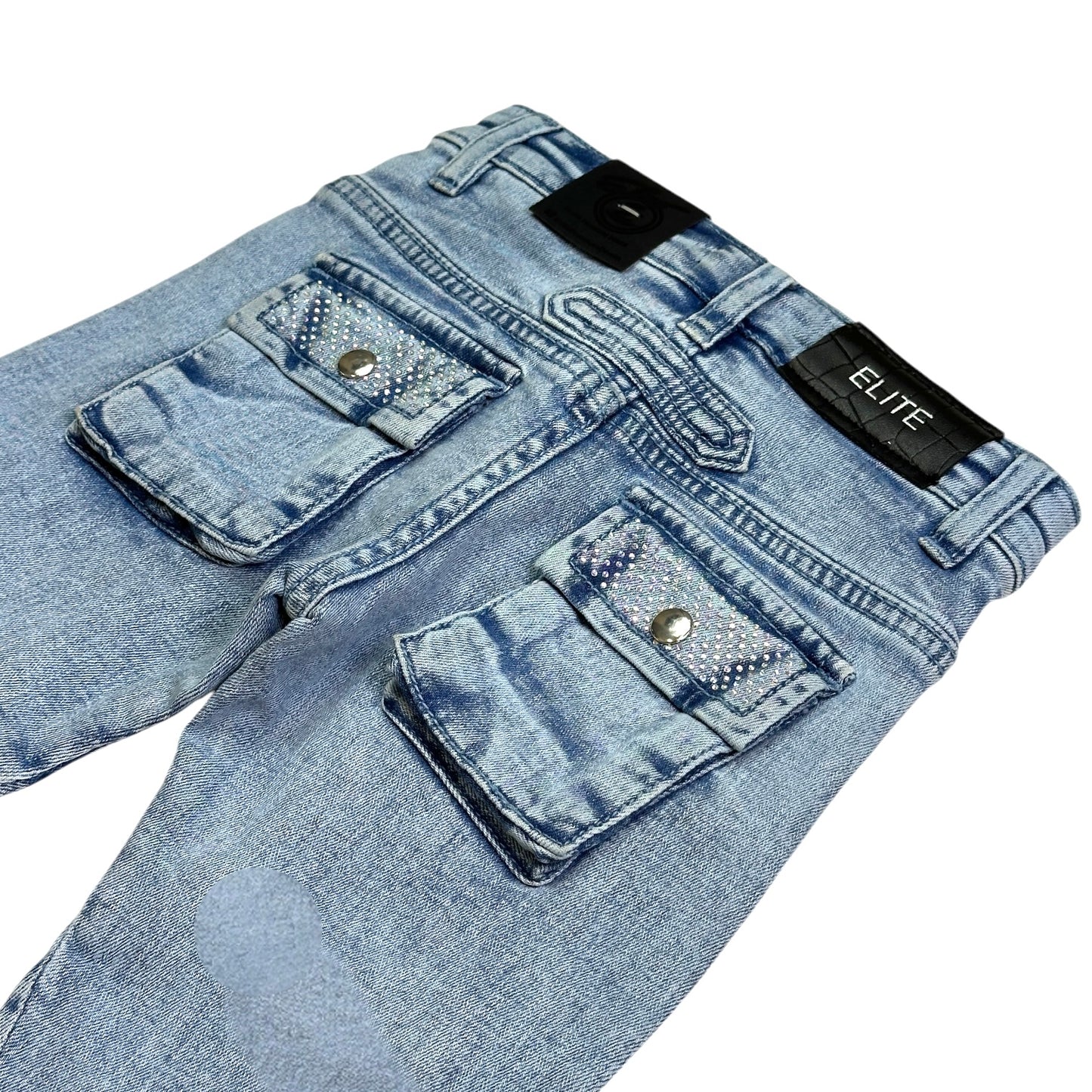 Crystal Cargo Premium Kids Stacked Jeans