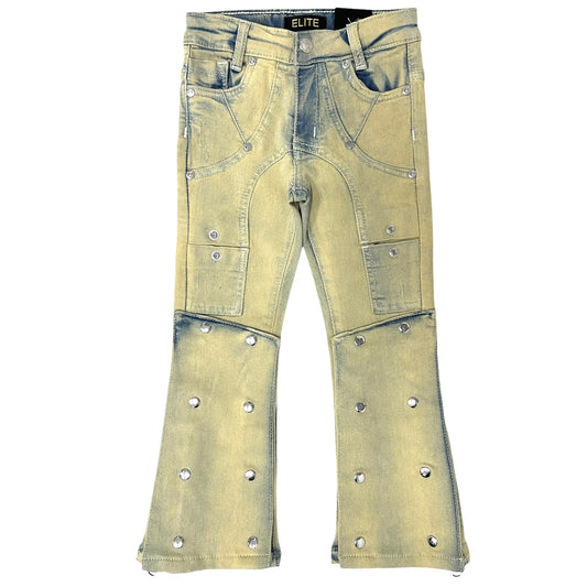 Padded Premium Kids Stacked Jeans Sand