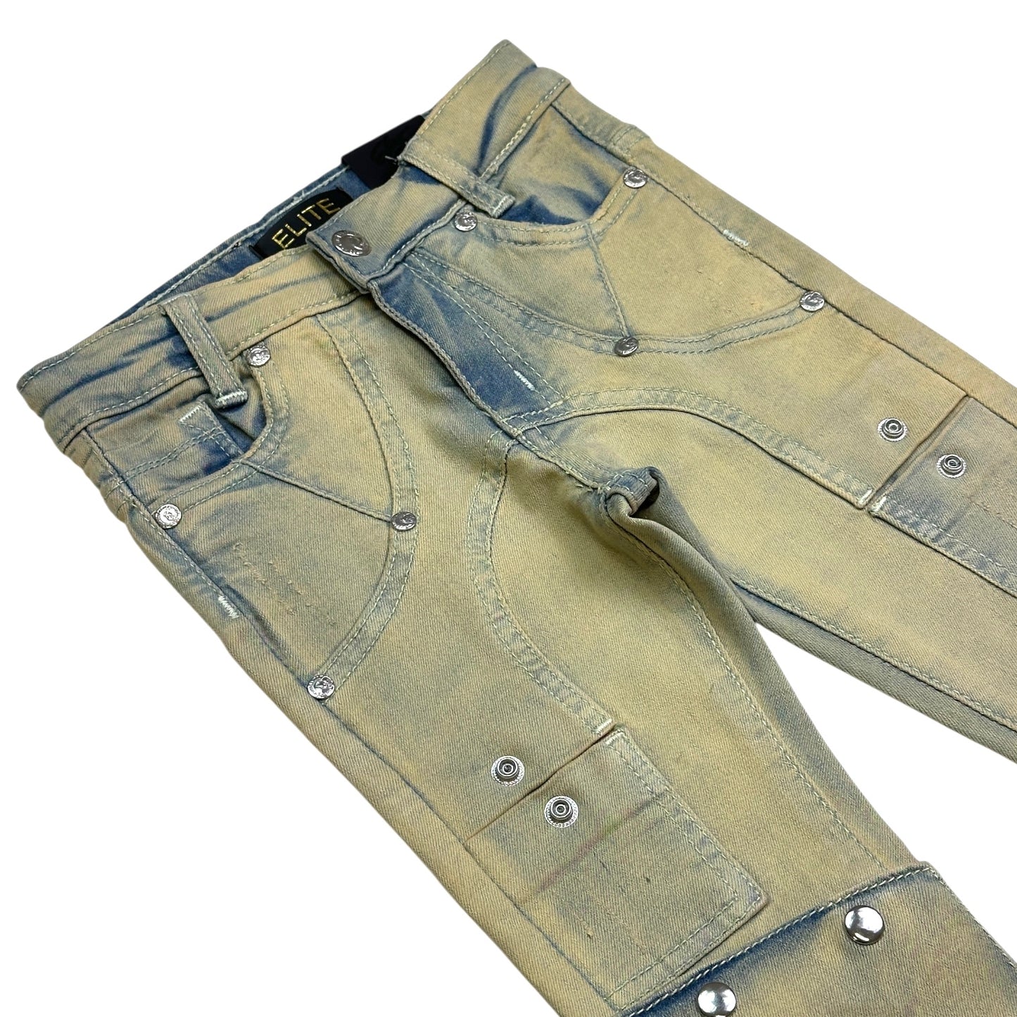 Padded Premium Kids Stacked Jeans Sand