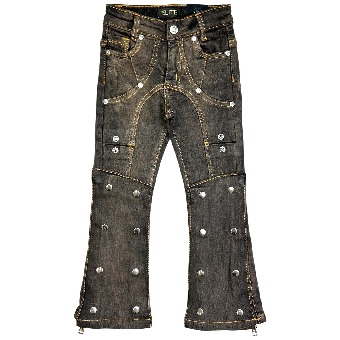 Padded Premium Kids Stacked Jeans Bronze