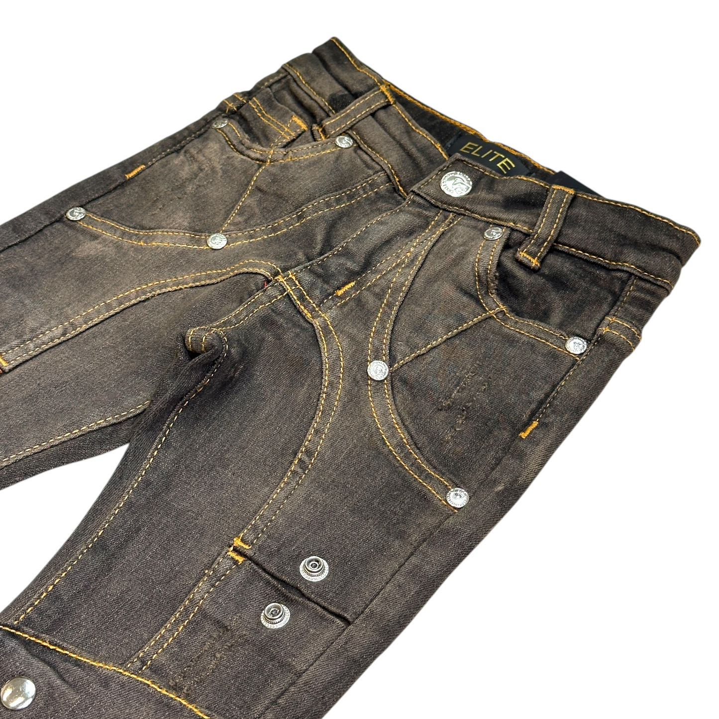 Padded Premium Kids Stacked Jeans Bronze