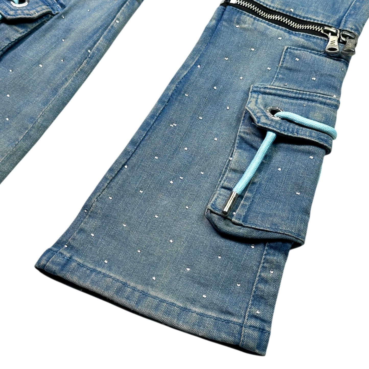 Ocean Rhinestone Premium Kids Stacked Jeans