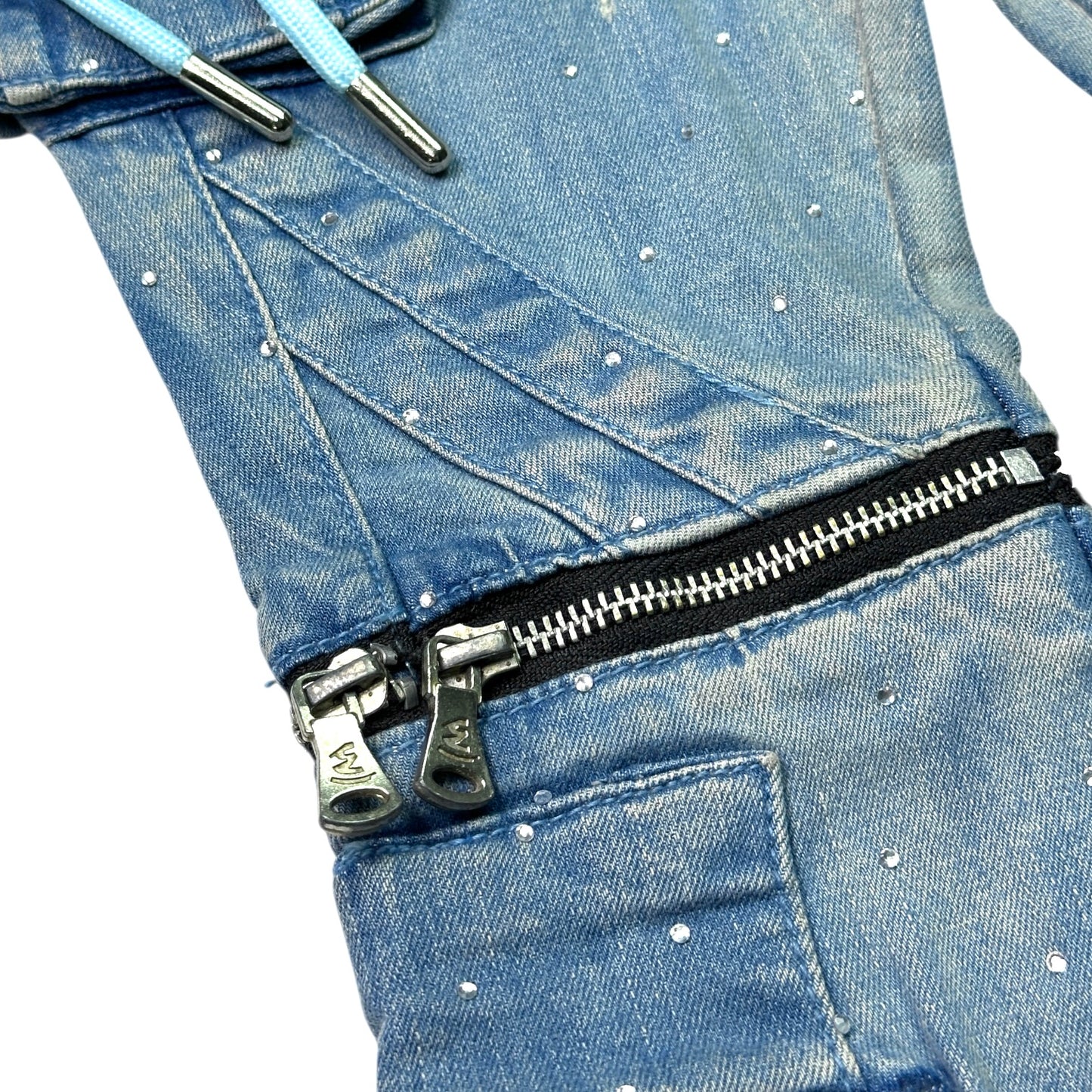 Ocean Rhinestone Premium Kids Stacked Jeans