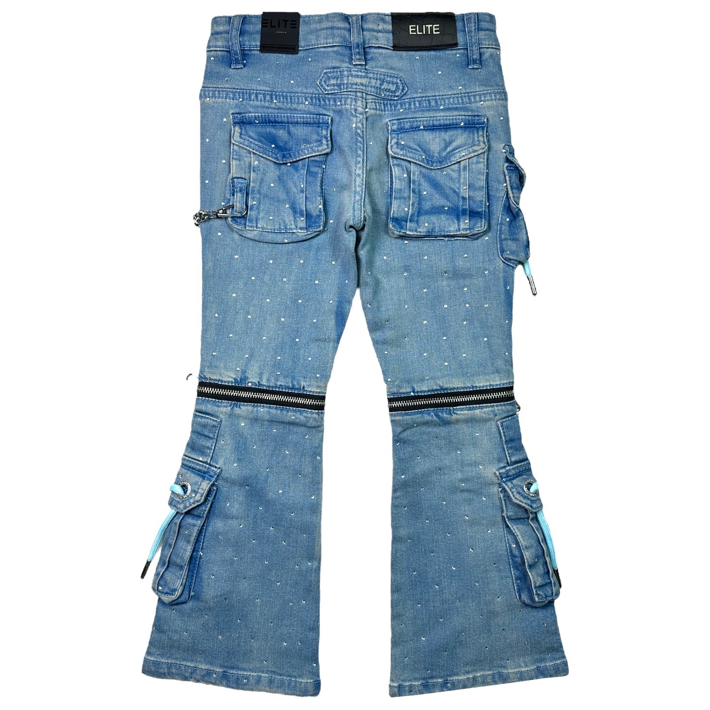 Ocean Rhinestone Premium Kids Stacked Jeans