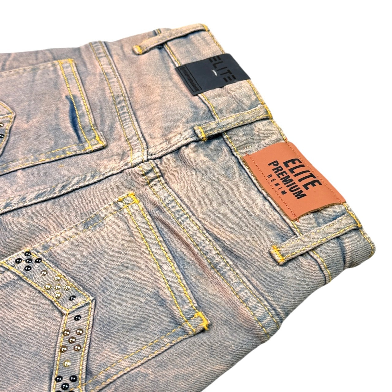 Pyramids Vintage Wash Kids Rhinestones Denim Shorts