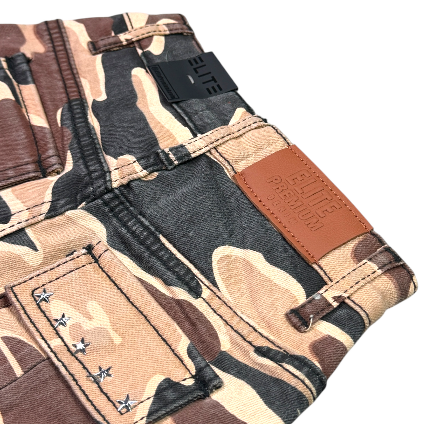 A12 Patch Work Brown Army Kids Denim Shorts