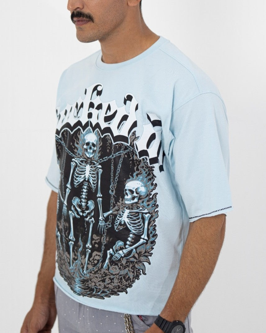 Locked In Baby Blue Rhinestone Cropped Premium Mens Tee
