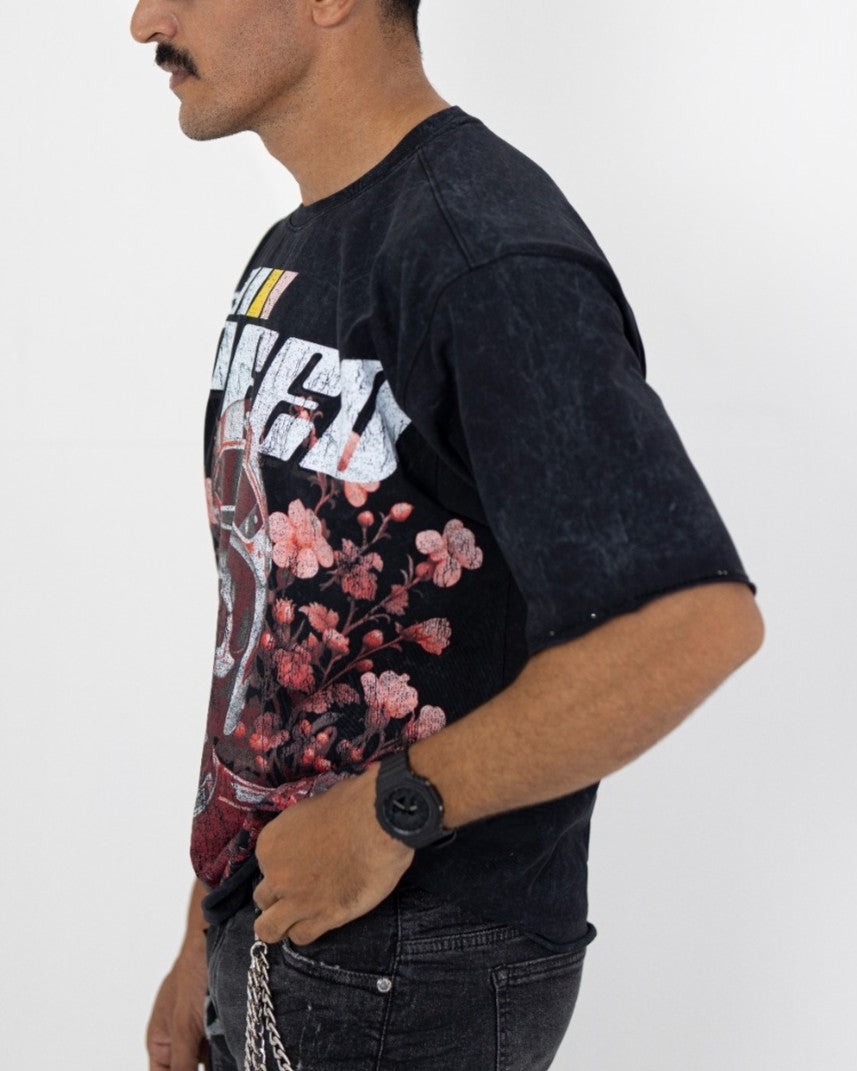 Full Speed Black Rhinestone Cropped Premium Mens Tee