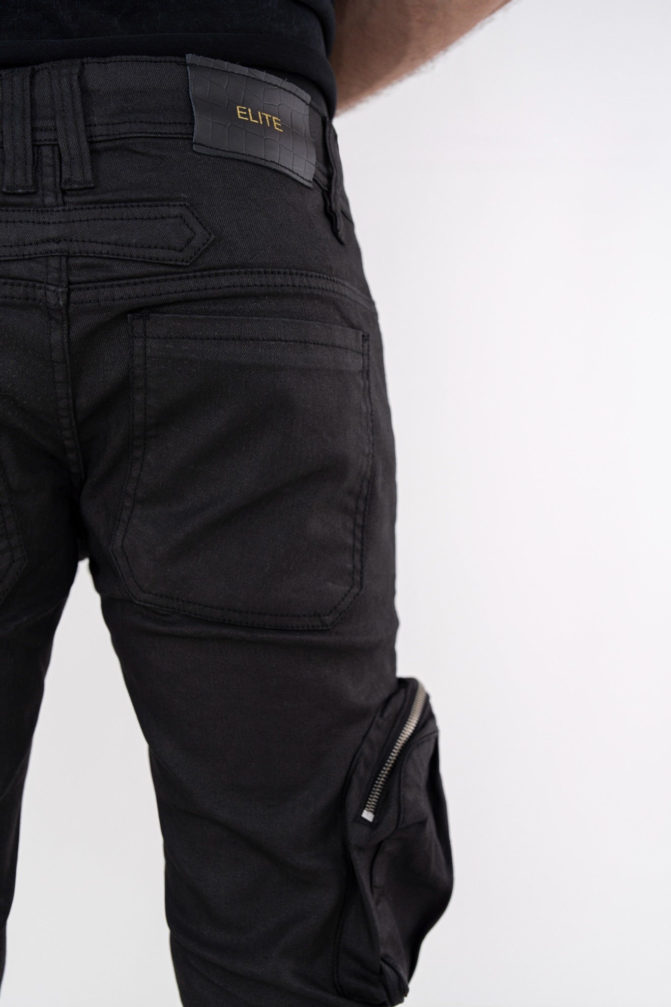 Black Wax Premium Mens Stacked Jeans + Wallet Chain