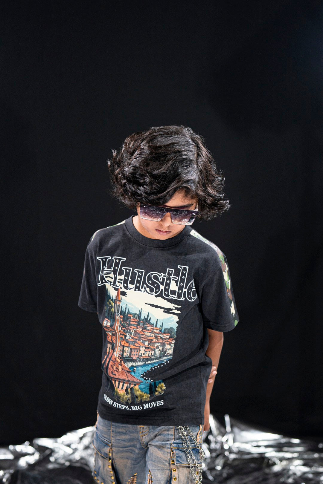 Hustle Black Kids Tee
