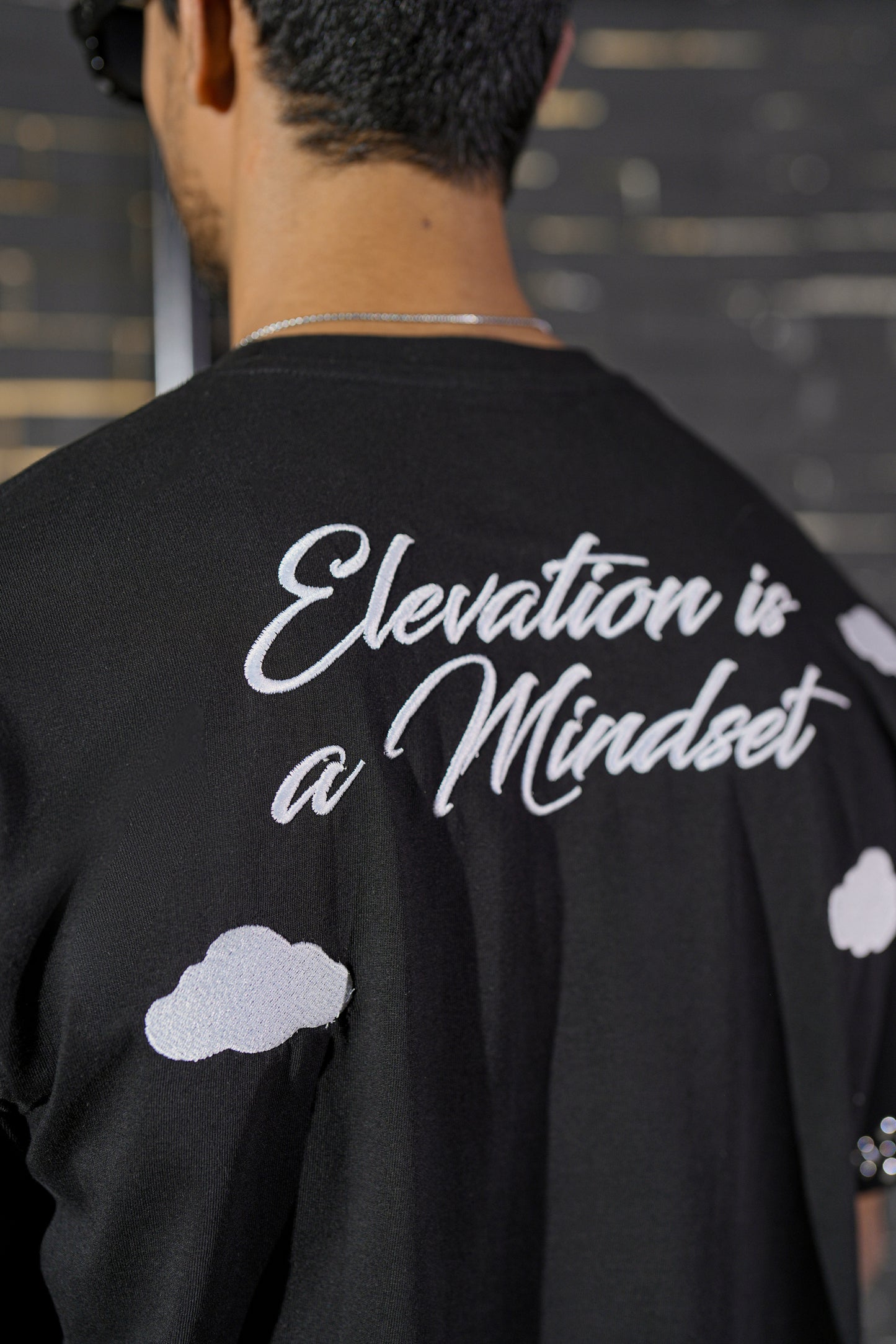 Clouds Premium Embellished Mens Tee Black
