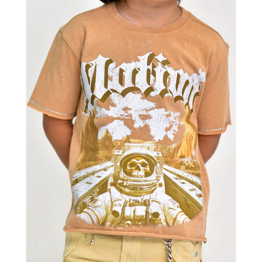 Motion Stone Premium Kids Cropped Tee Tan
