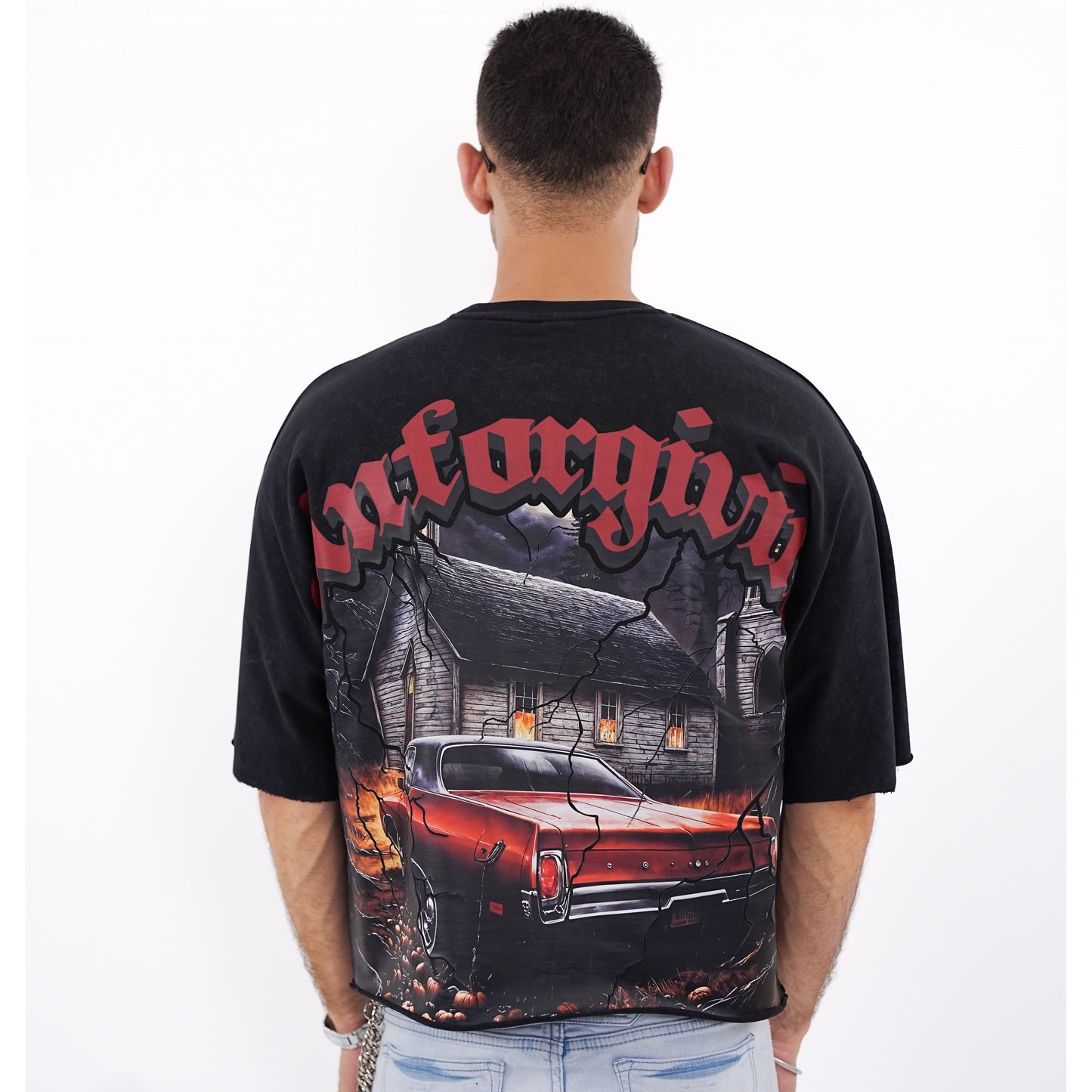 Unforgiving Cropped Oversized Washed Premium Mens Tee