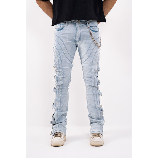 Buckle Premium Mens Stacked Jeans + Wallet Chain