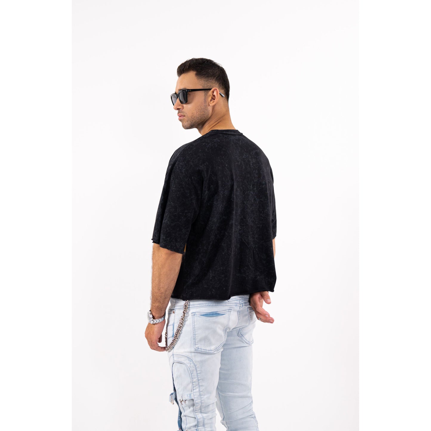 PARADISE Cropped Oversized Washed Premium Mens Tee