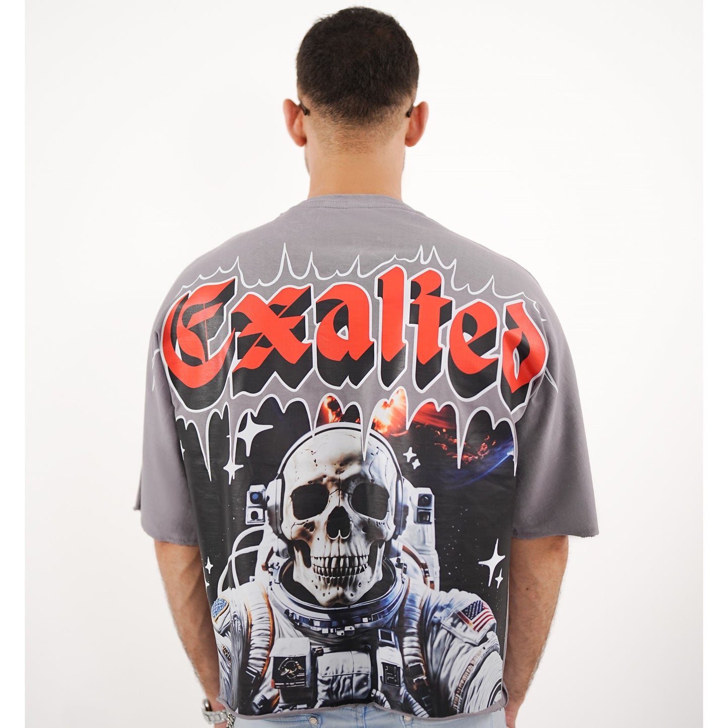 EXALTED Cropped Oversized Washed Premium Mens Tee