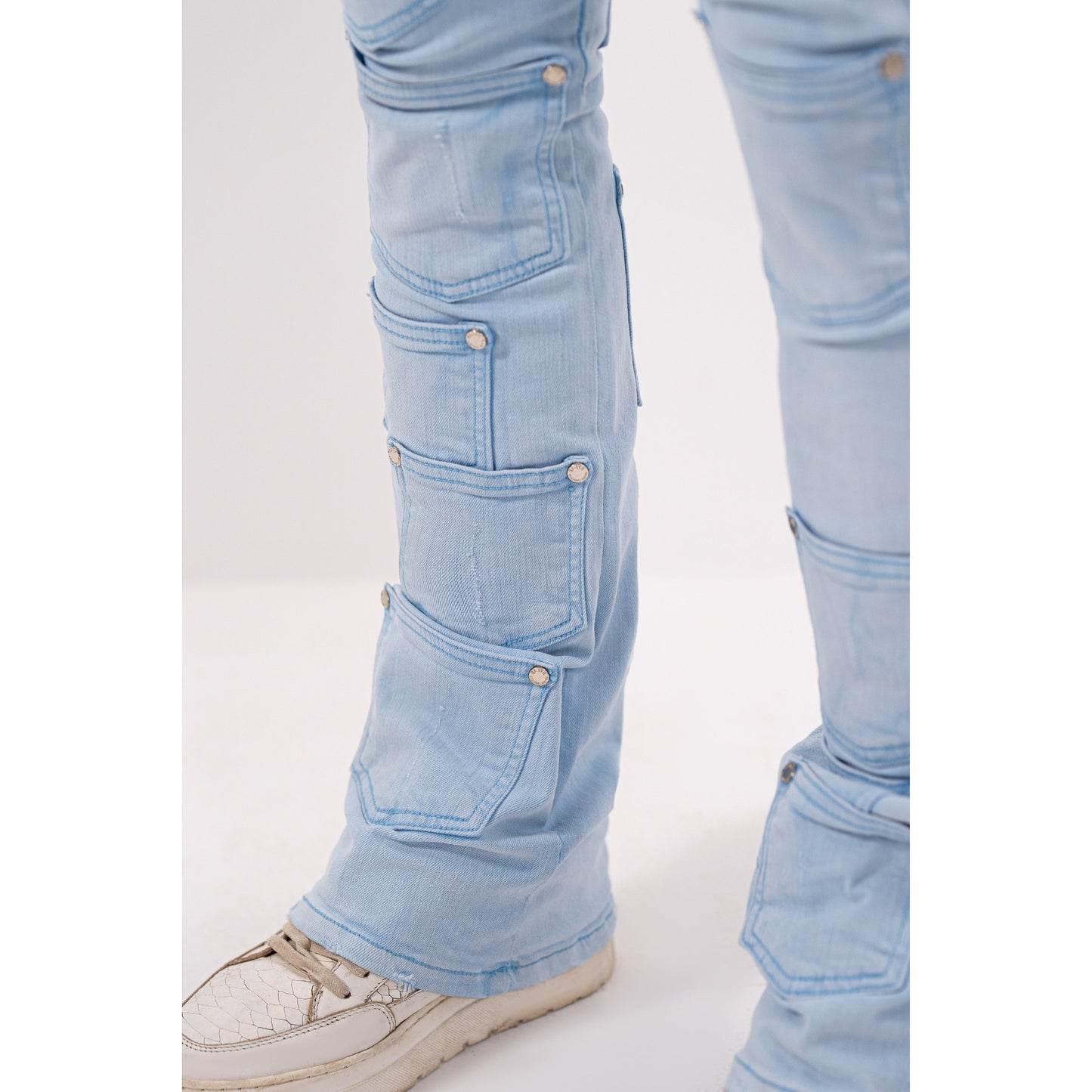 Rivets Premium Mens Stacked Jeans + Wallet Chain