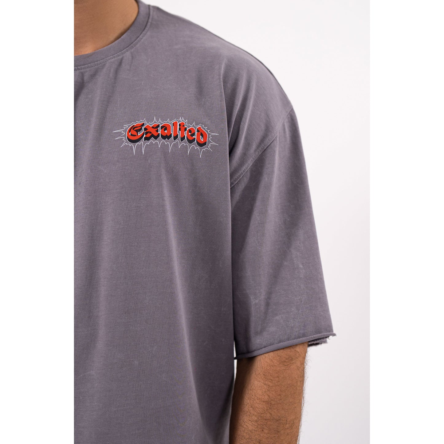 EXALTED Cropped Oversized Washed Premium Mens Tee