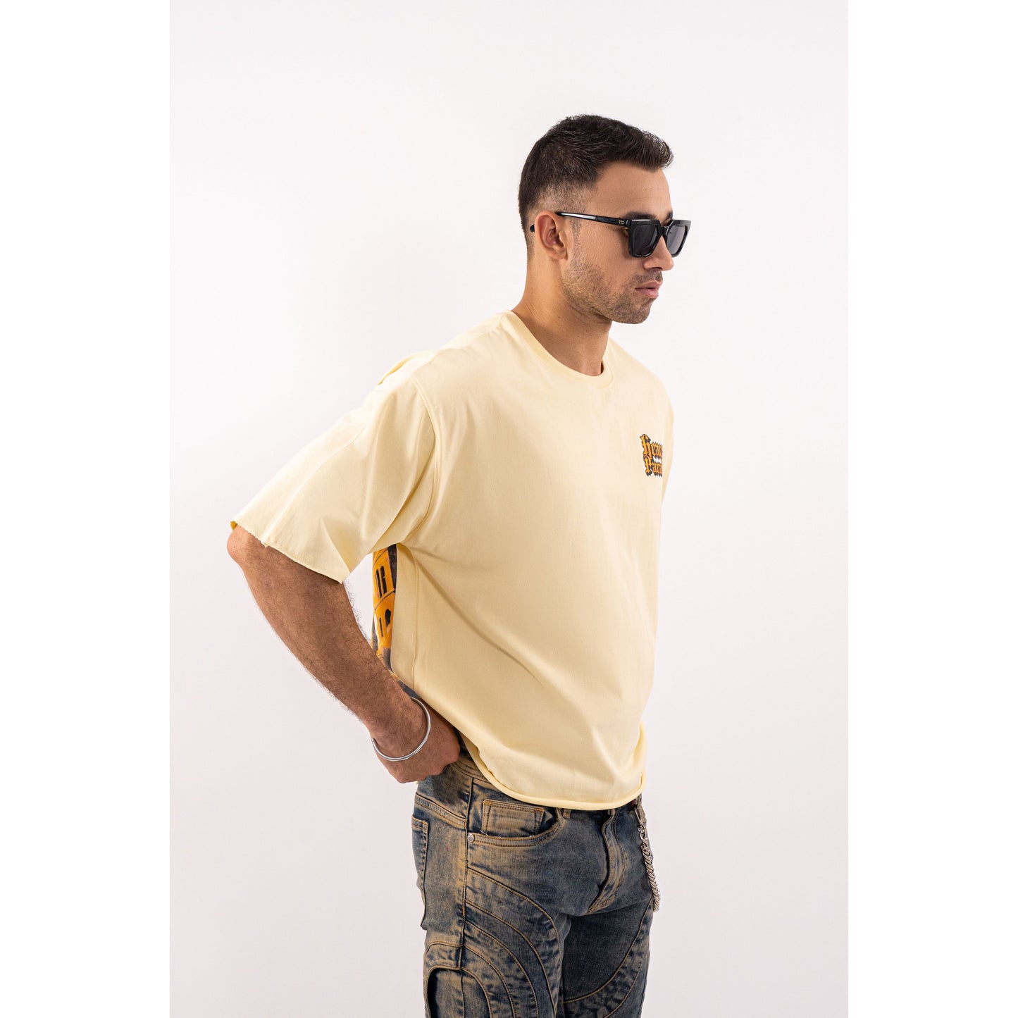 PARADISE Cropped Oversized Washed Premium Mens Tee