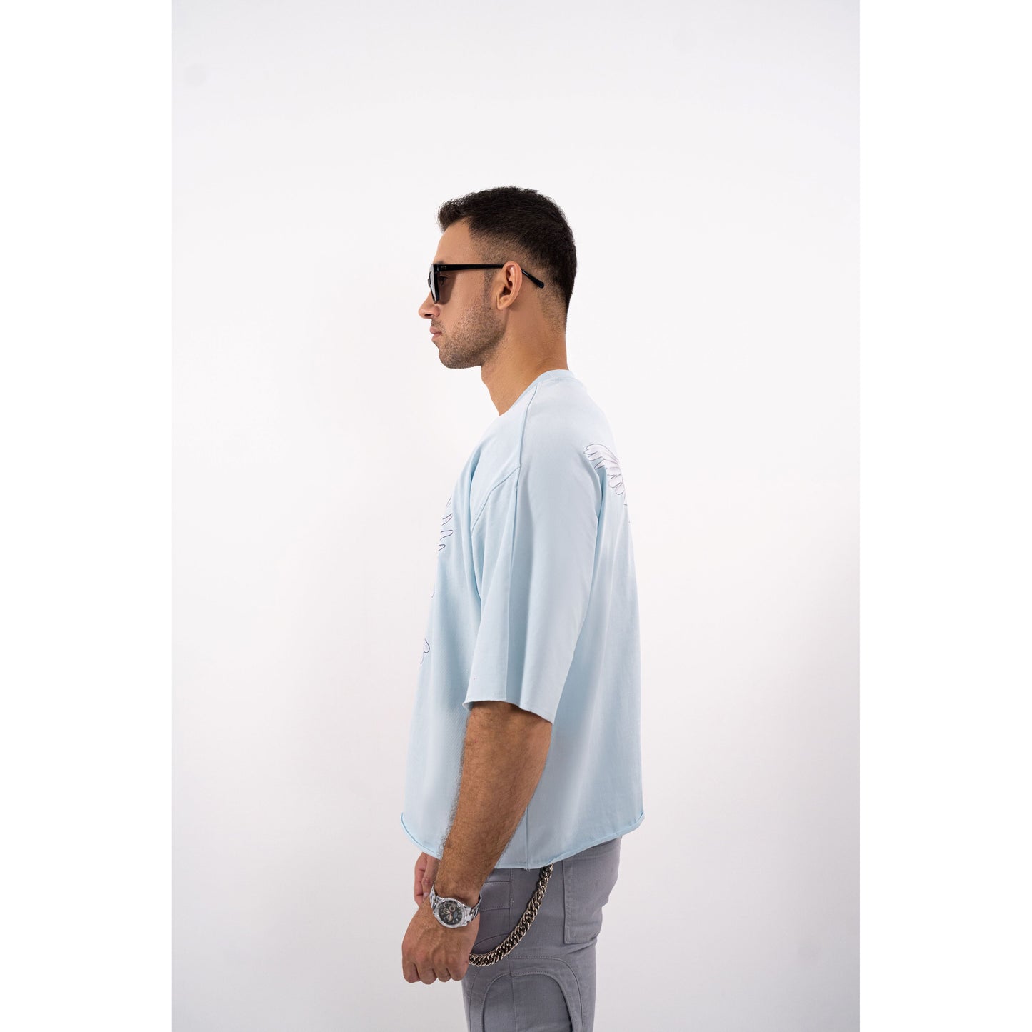Dove Cropped Oversized Washed Premium Mens Tee