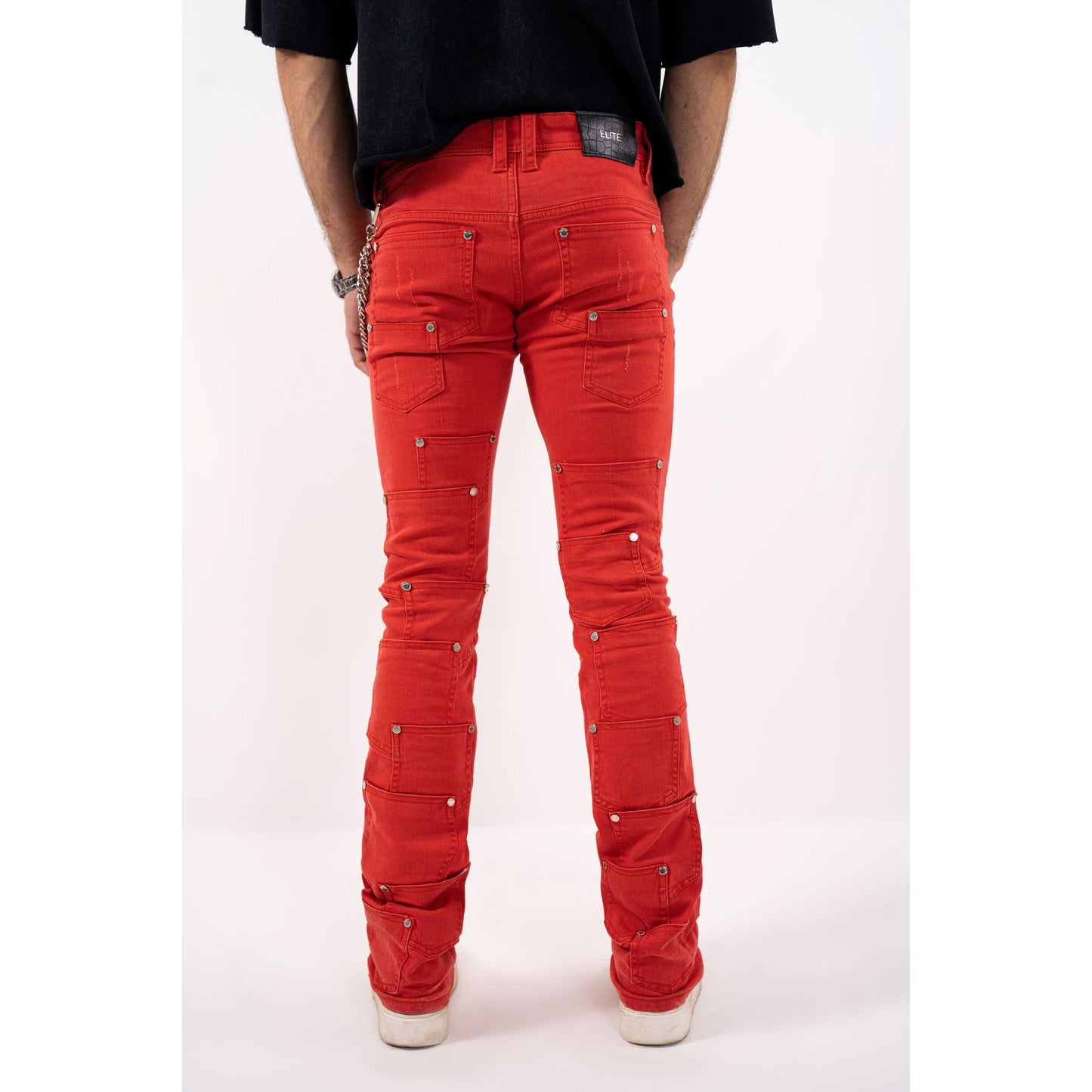 Rivets Premium Mens Stacked Jeans + Wallet Chain