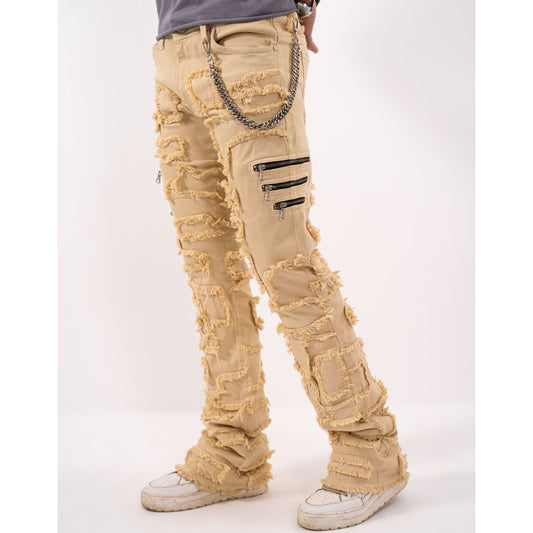 6Zipper Premium Mens Stacked Jeans + Wallet Chain