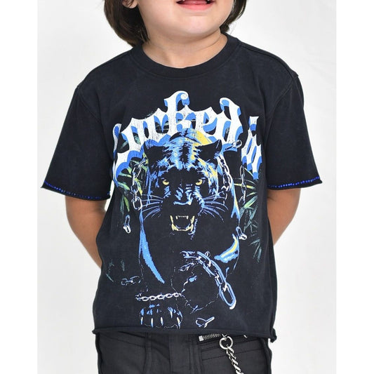 Locked In Rhinestone Premium Kids Cropped Tee