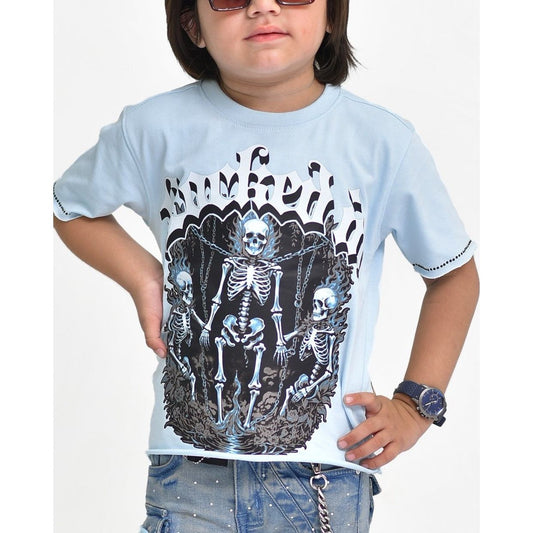 Locked In Stone Premium Kids Cropped Tee Blue