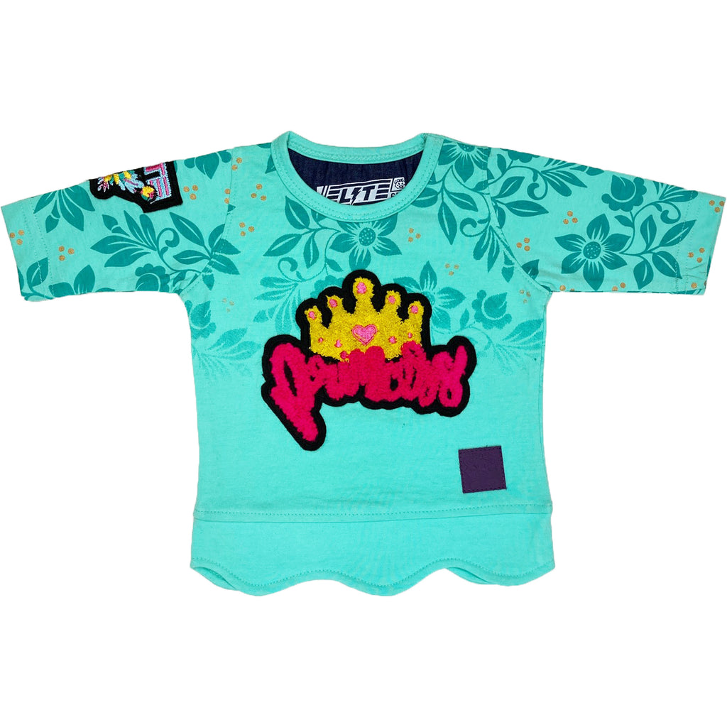 Cover-all Outfit Infant Girls T Shirt Teal