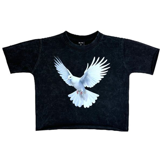 Dove Premium Washed Kids Cropped Tee Sky