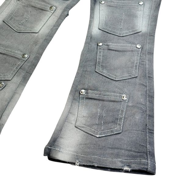 Rivets Premium Kids Stacked Jeans Grey