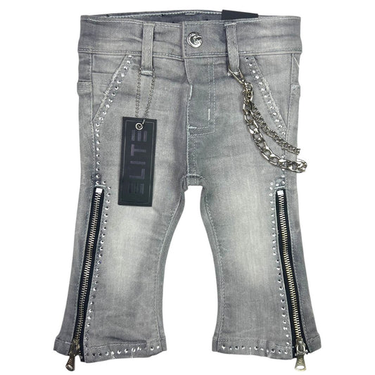 Grey Stone Line Washed Rhinestones Infant Boys Jeans