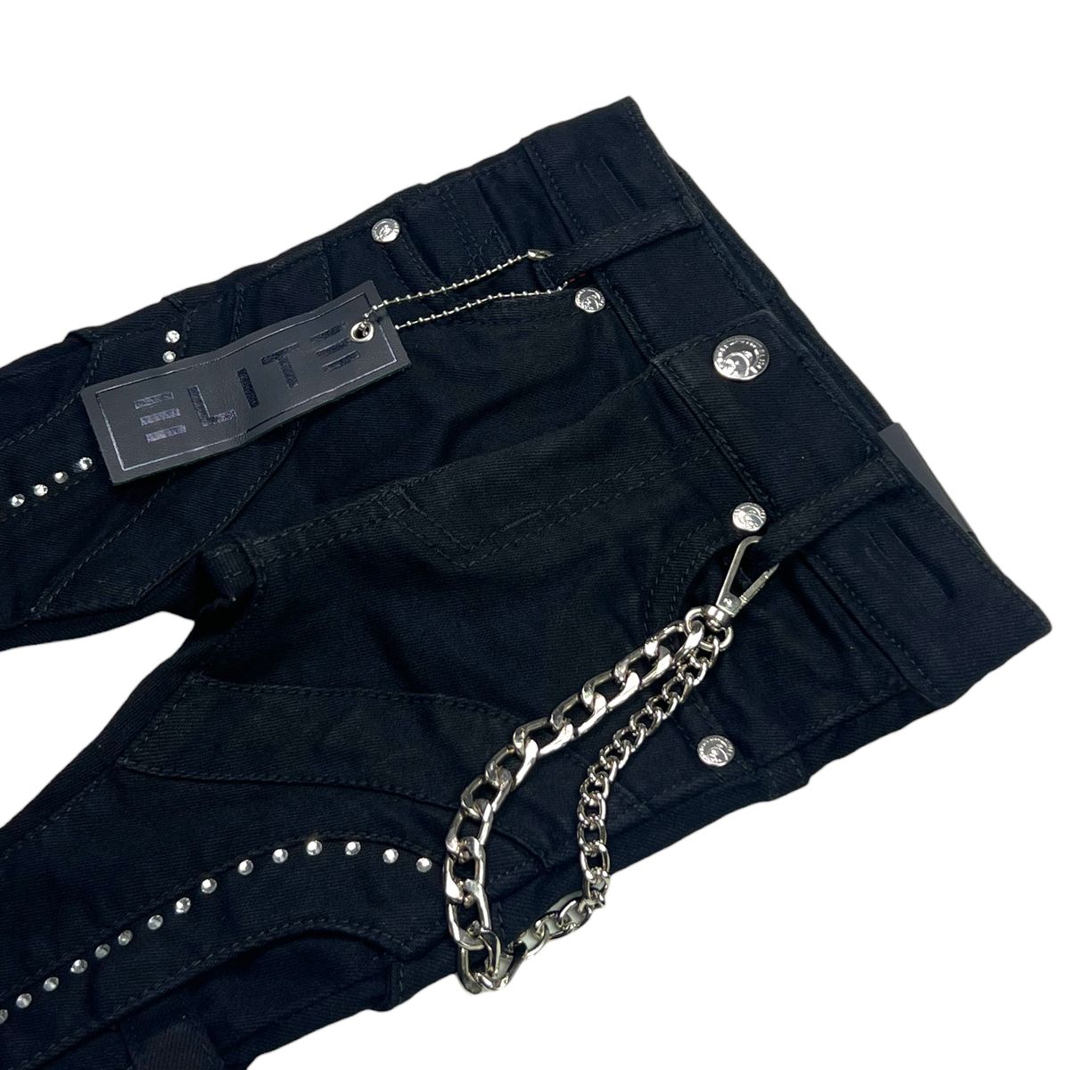 Black Buttons + Zip Washed Rhinestones Infant Boys Jeans