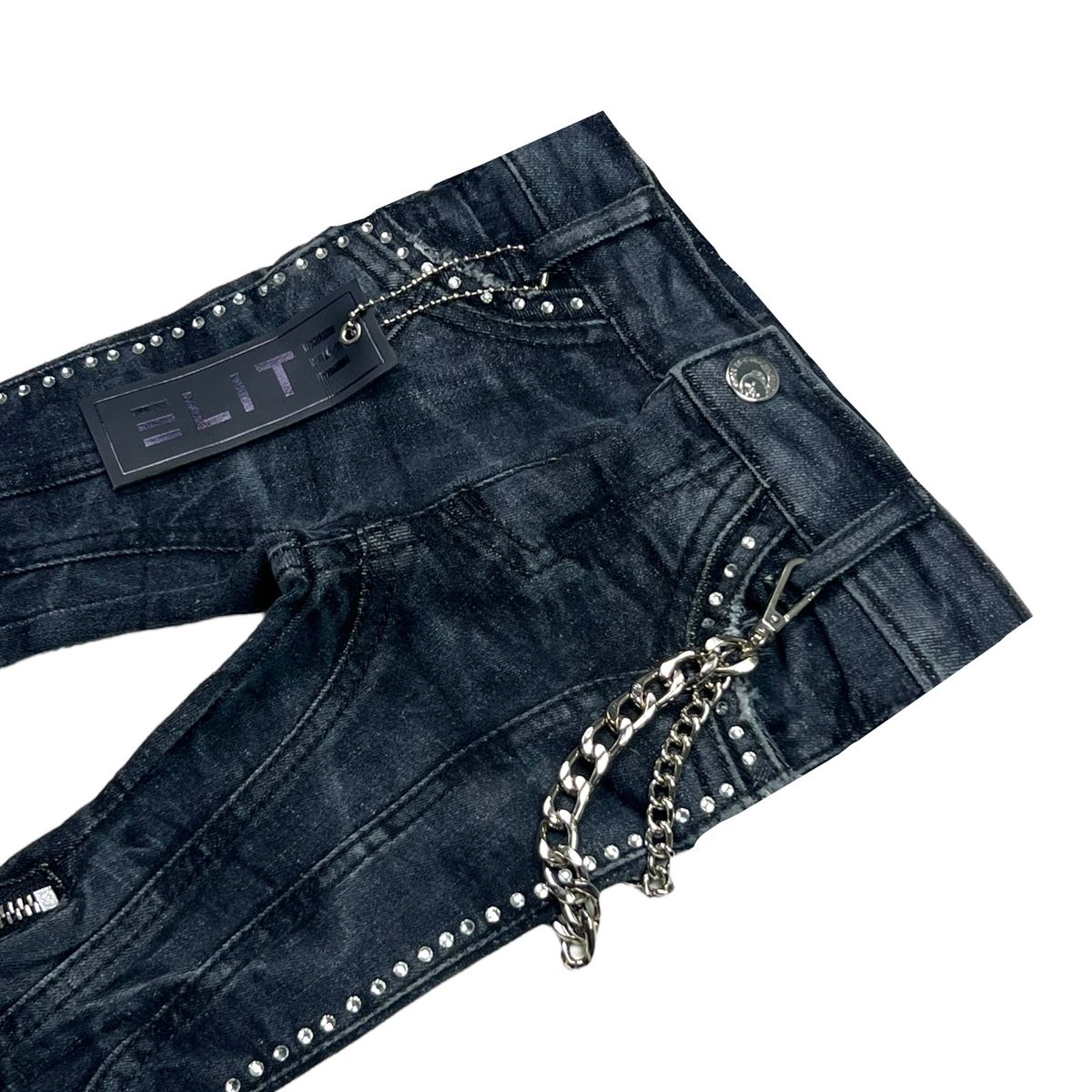 Black Stone Line Washed Rhinestones Infant Boys Jeans