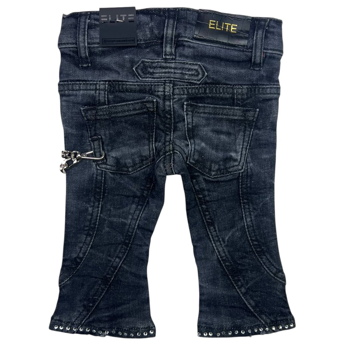 Black Stone Line Washed Rhinestones Infant Boys Jeans