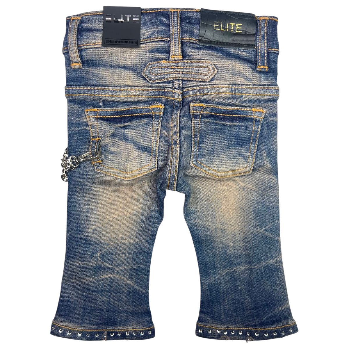 Vintage Stone Line Washed Rhinestones Infant Boys Jeans