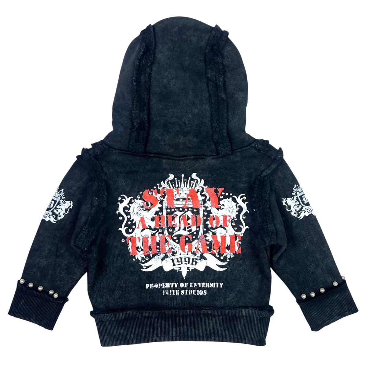 Saints Black Rhinestones + Pearls Infant Boys Hoodie