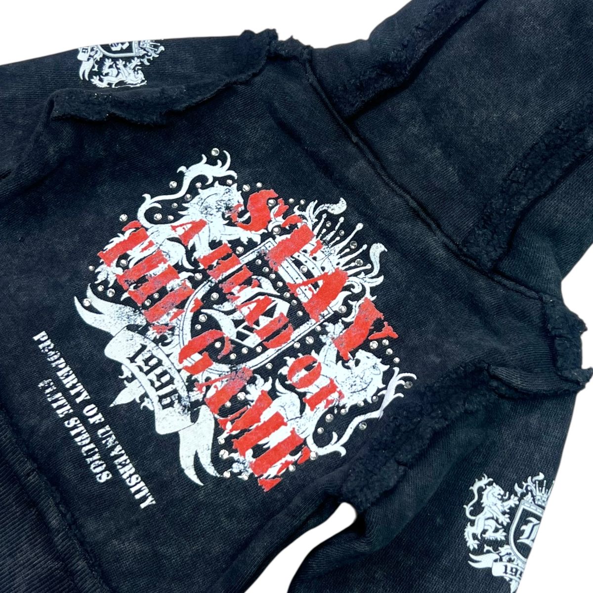 Saints Black Rhinestones + Pearls Infant Boys Hoodie