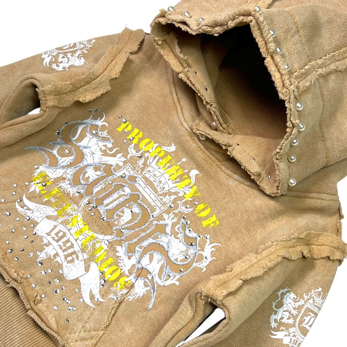 Saints Sand Washed Rhinestones + Pearls Infant Boys Hoodie