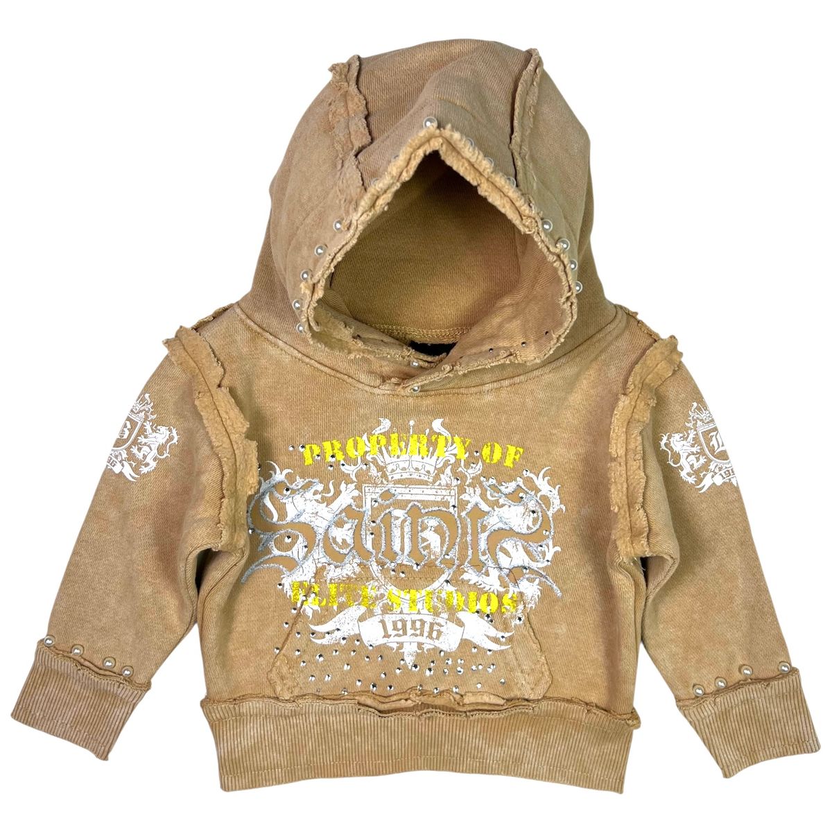 Saints Sand Washed Rhinestones + Pearls Infant Boys Hoodie