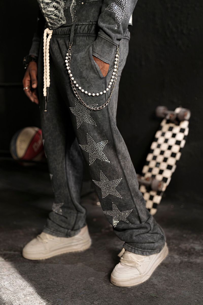 Mercy Black Skull Rhinestone Premium Mens Track Set