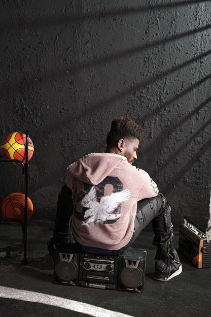 Noble Mocha Rhinestone Premium Mens Hoodie + Pearls Zip Up