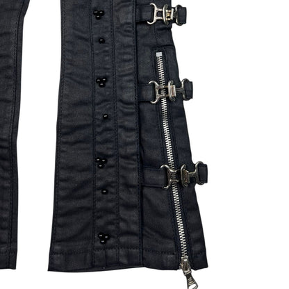 Black Wax Pearls + Buckles Premium Kids Stacked Jeans