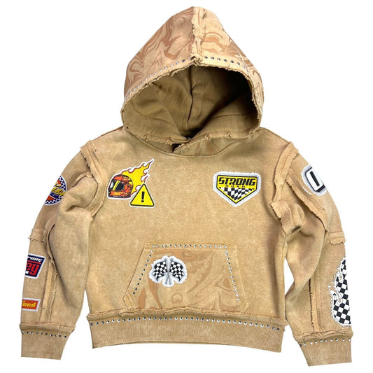 Strong Sand Rhinestones Washed Premium Kids Hoodie