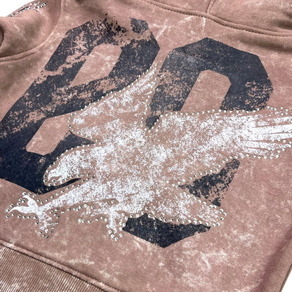 Noble Taupe Rhinestones Washed Premium Kids Hoodie