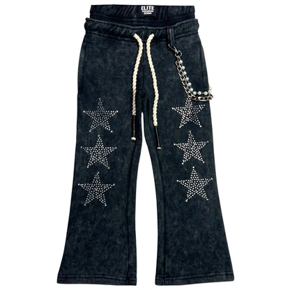 Black Skull Rhinestone Pearls Premium Kids Fleece Set
